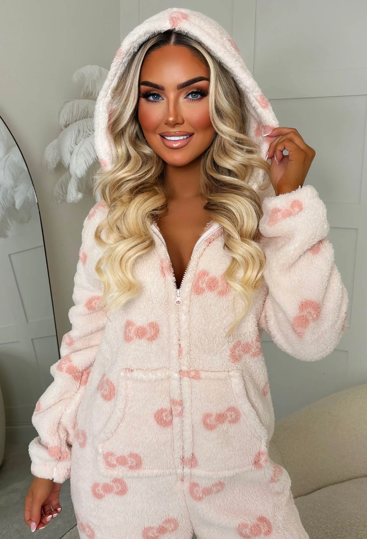 Fetch Dreams Pink Bow Print Onesie - Image 3
