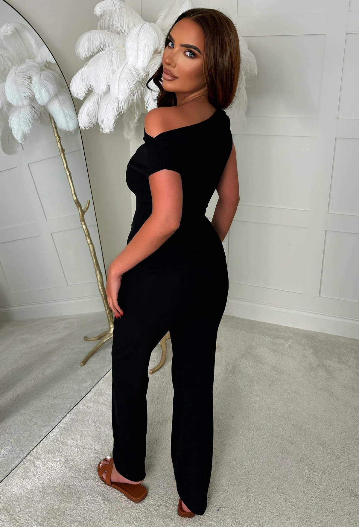 Flirt Alert Black Ruched Top & Trouser Co-Ord - Image 2