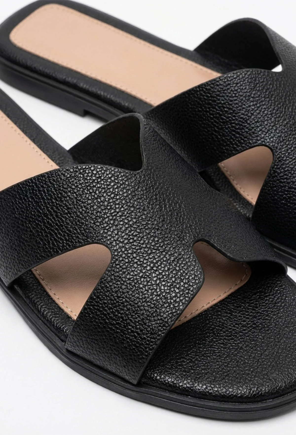 Forever You Black Faux Leather Sliders - Image 3