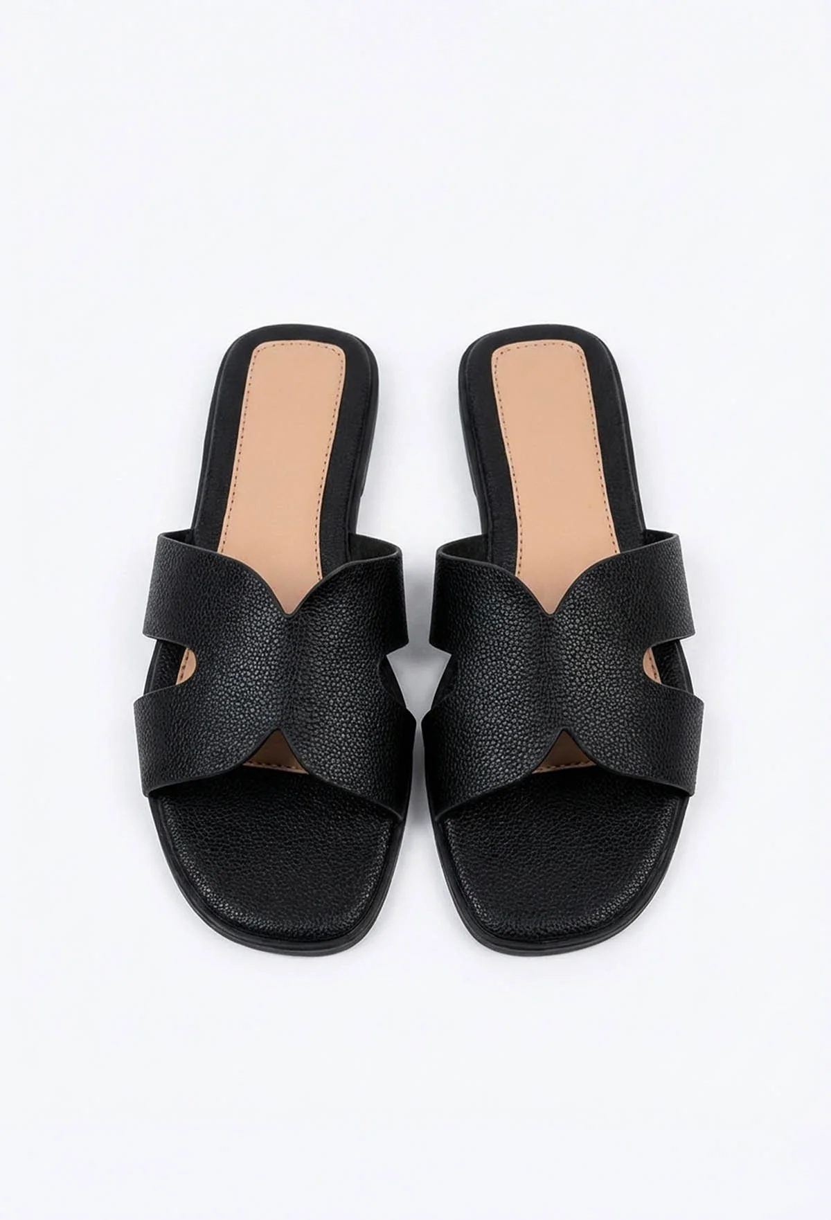Forever You Black Faux Leather Sliders - Image 4