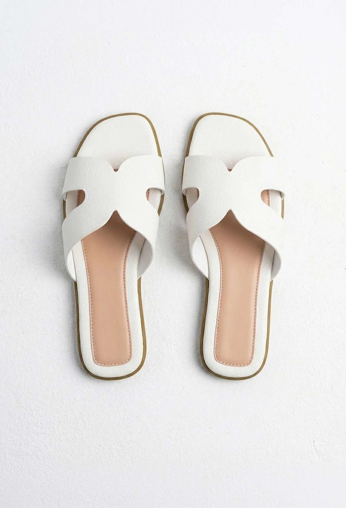 Forever You White Faux Leather Sliders - Image 4