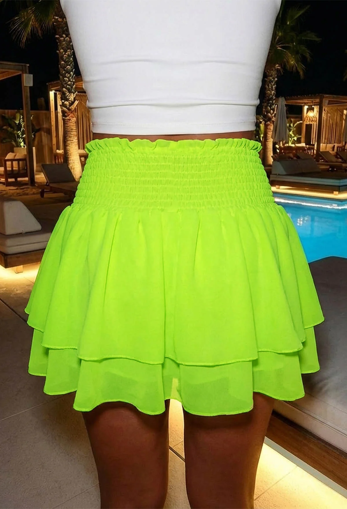 Freiya Green Frill Detail Chiffon Shirred Back Skort - Image 4