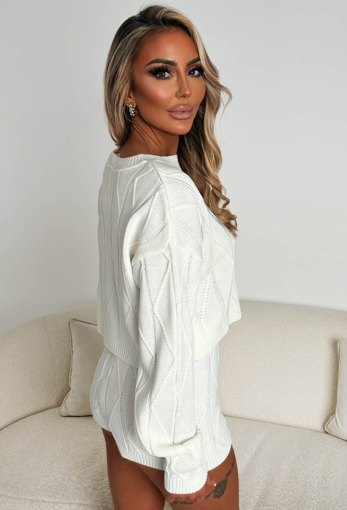 Gentle Tease Cream Knitted Lounge Jumper - Image 2