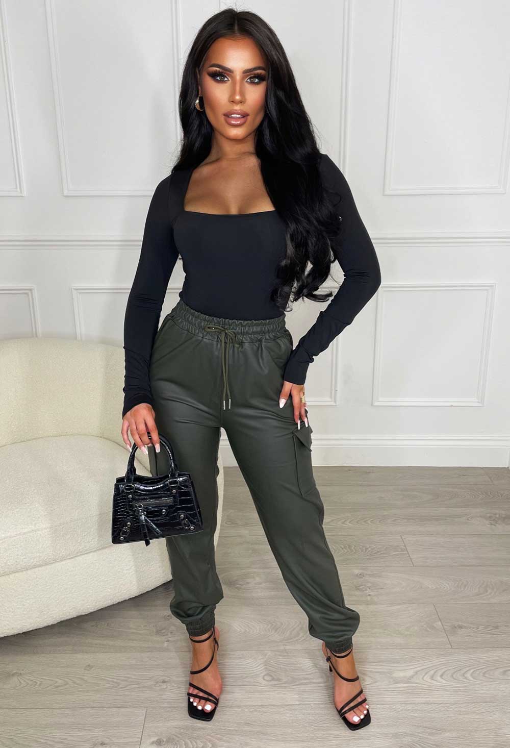 Girl Like Me Black Square Neck Long Sleeve Bodysuit - Image 3