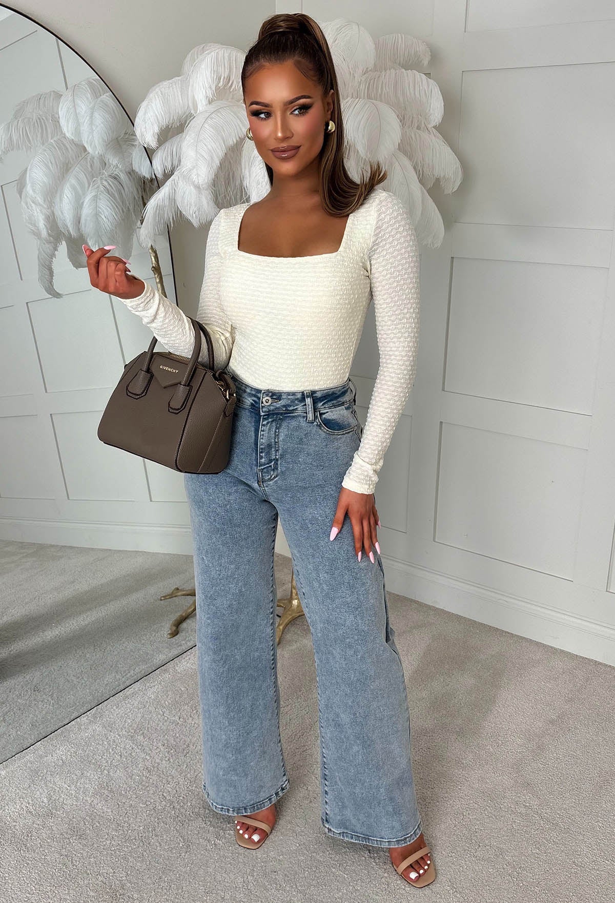 Girl Like You Cream Textured Long Sleeve Top - Image 3
