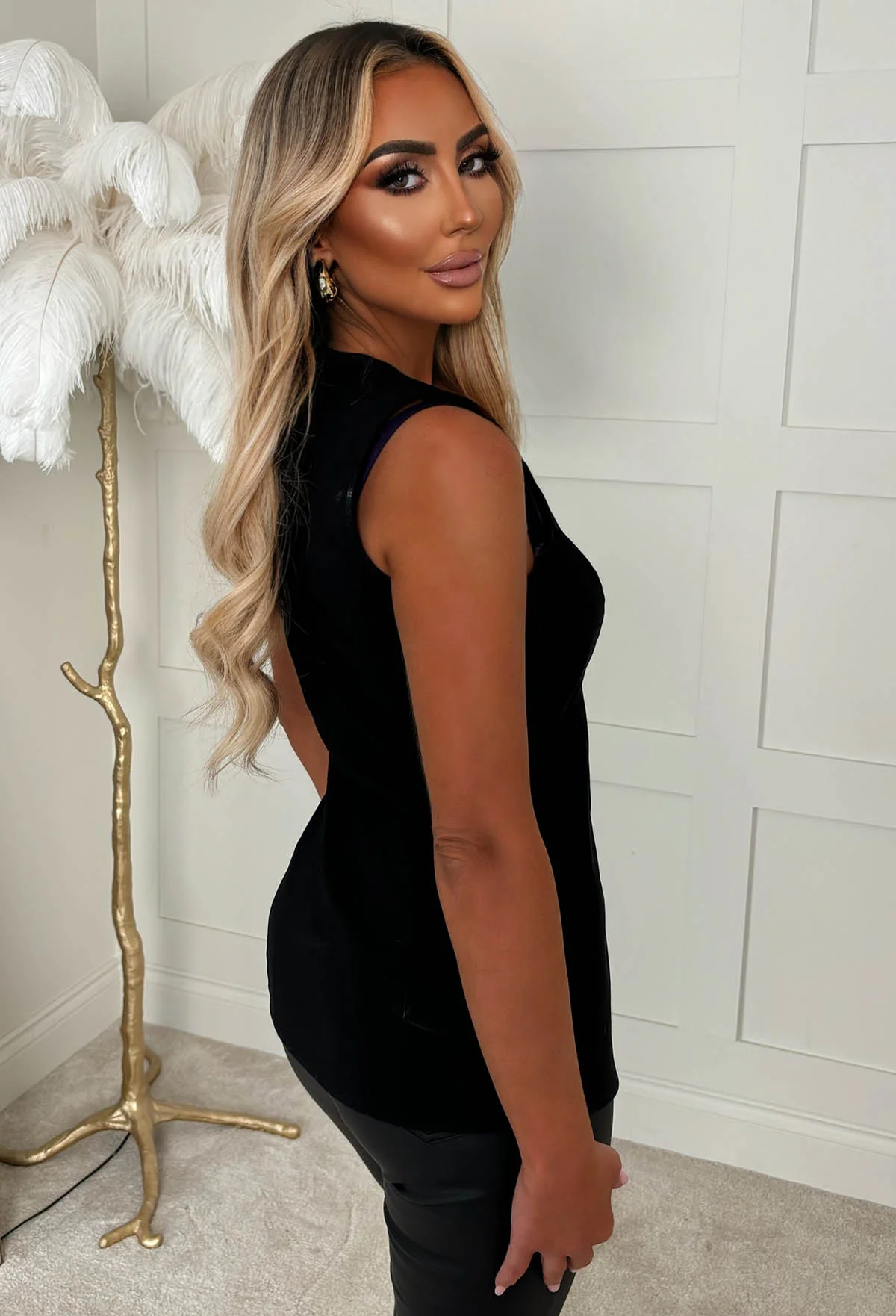 Glam Babe Black Bengaline Waistcoat - Image 3