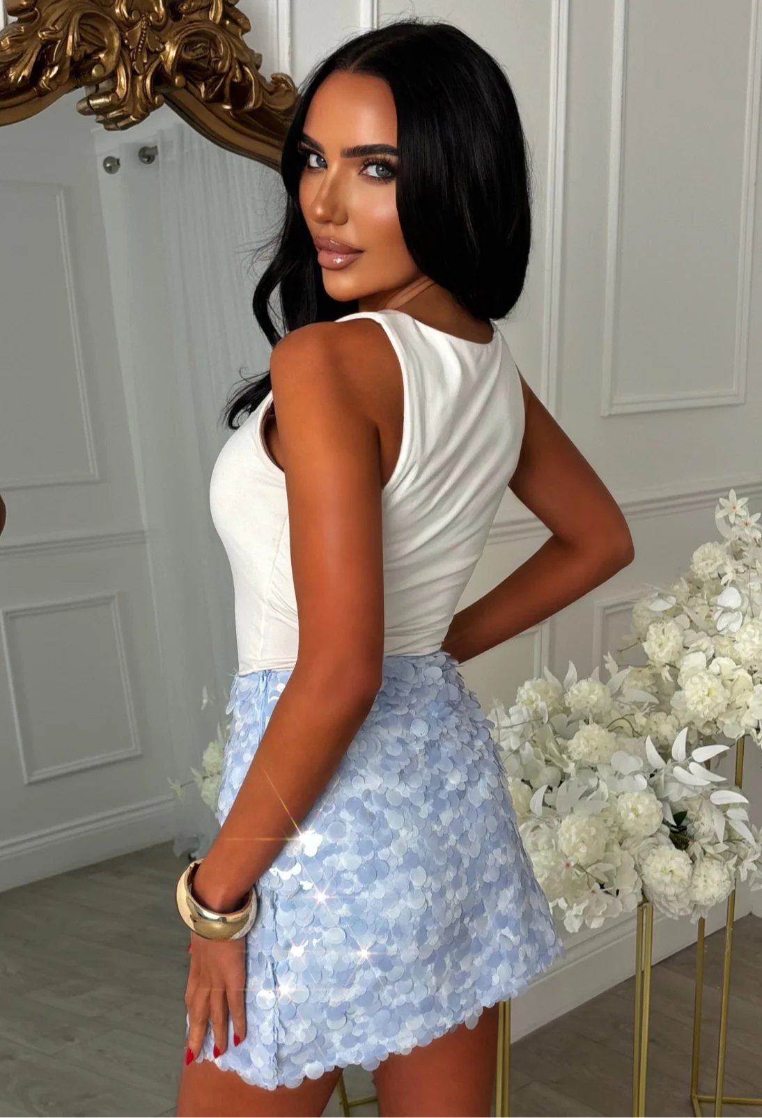 Glistening Delight Blue Sequin Mini Skirt - Image 5
