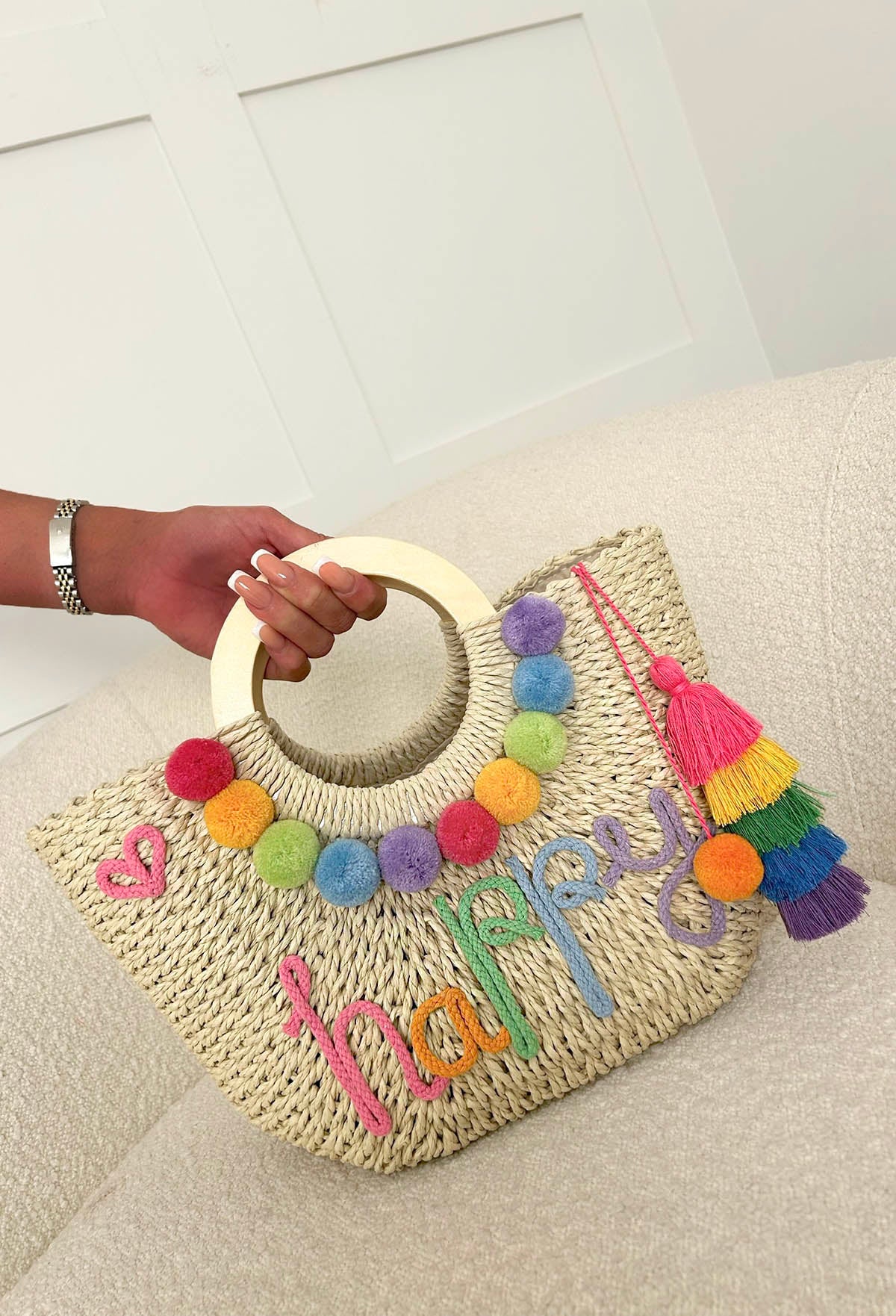 Grecian Glam Multi Embellished Straw Bag - Image 2