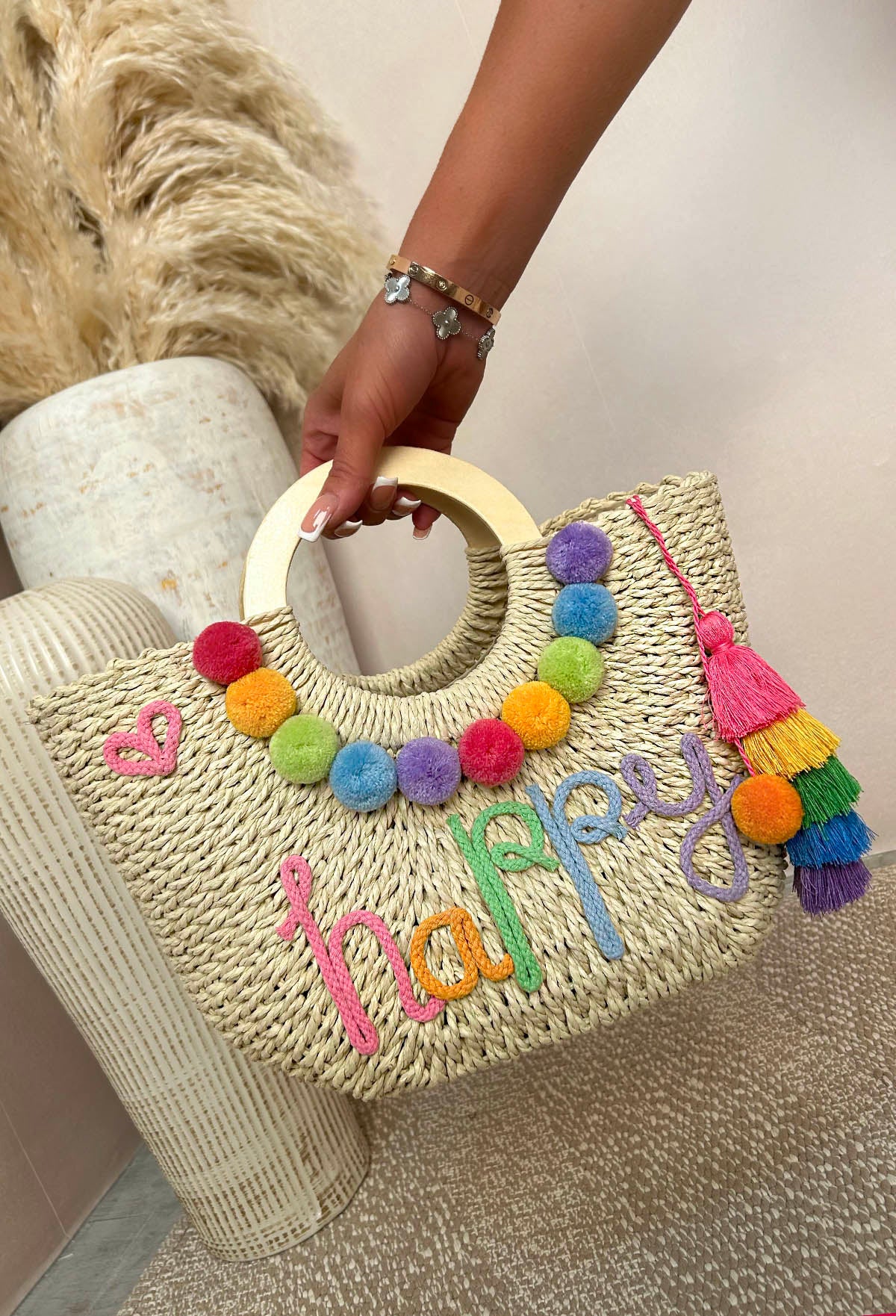 Grecian Glam Multi Embellished Straw Bag - Image 4