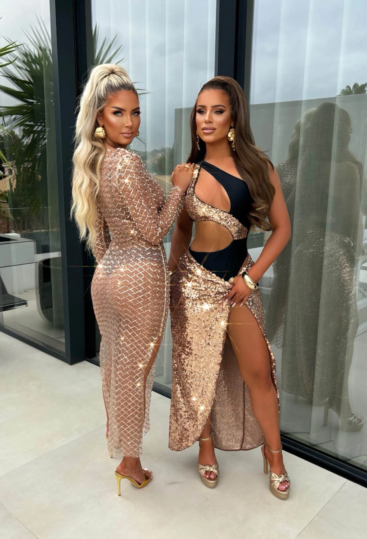 Holiday Queen Black One Shoulder Rose Gold Sequin Cut Out Swimsuit - Image 6
