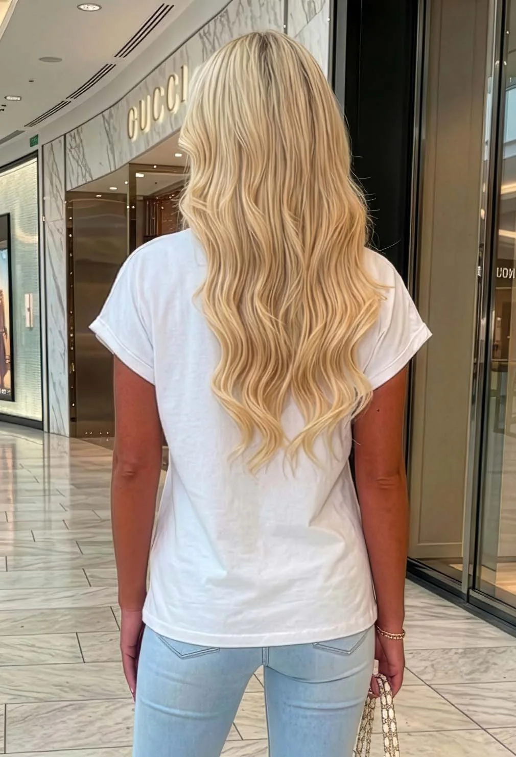 Holly White Basic Gold Button T-shirt - Image 3