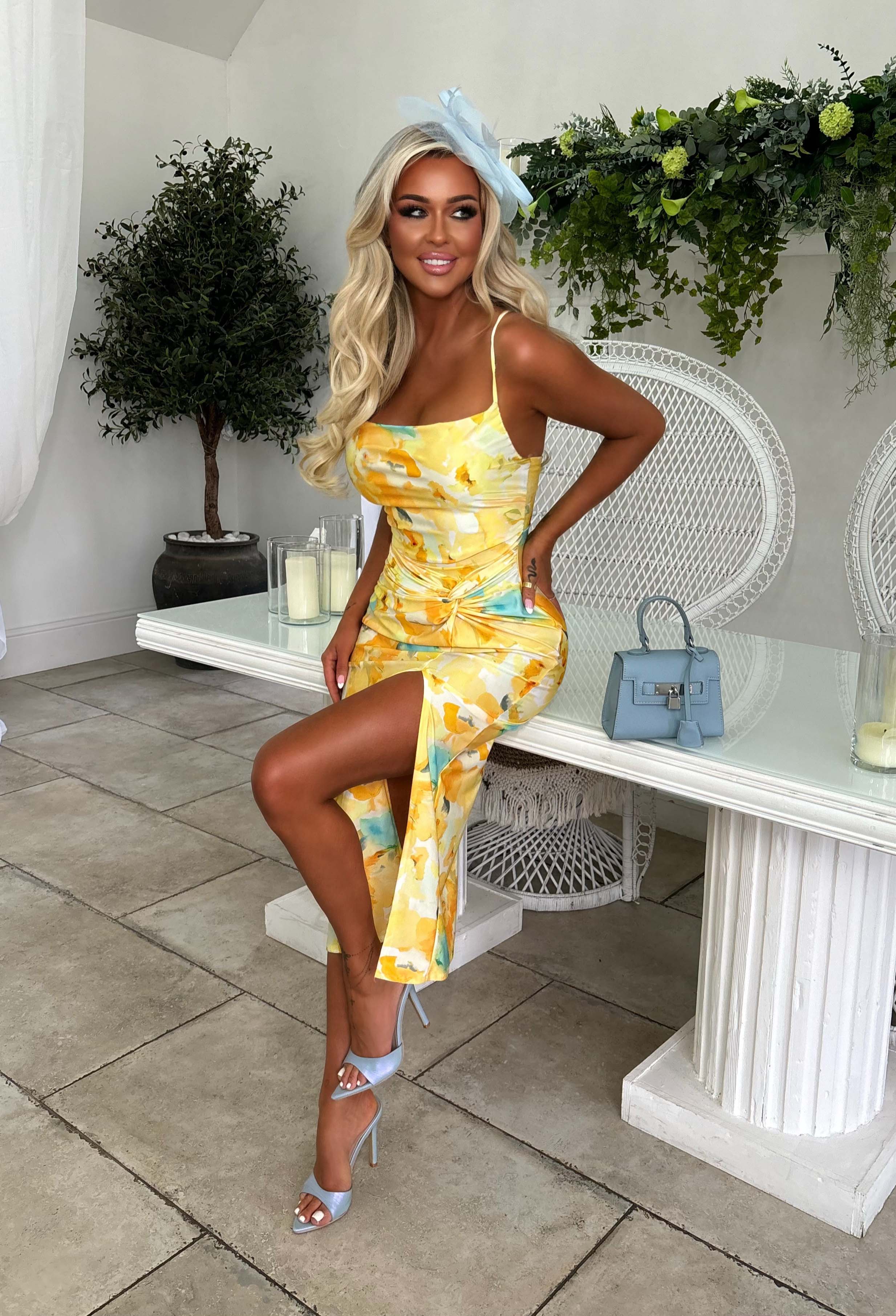 Hotter Than Ever Yellow Abstract Floral Print Dress - Image 4