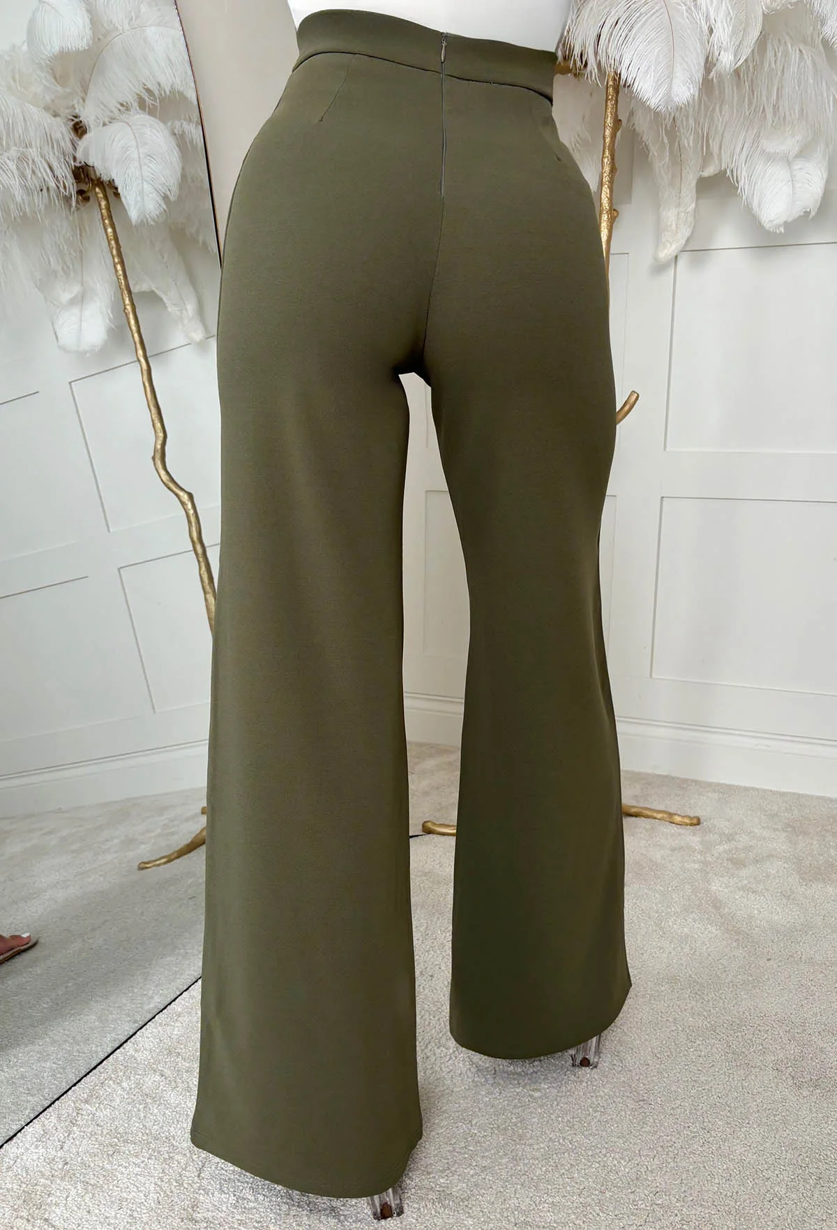 I See Fire Khaki High Waisted Wide Leg Trousers - Image 3