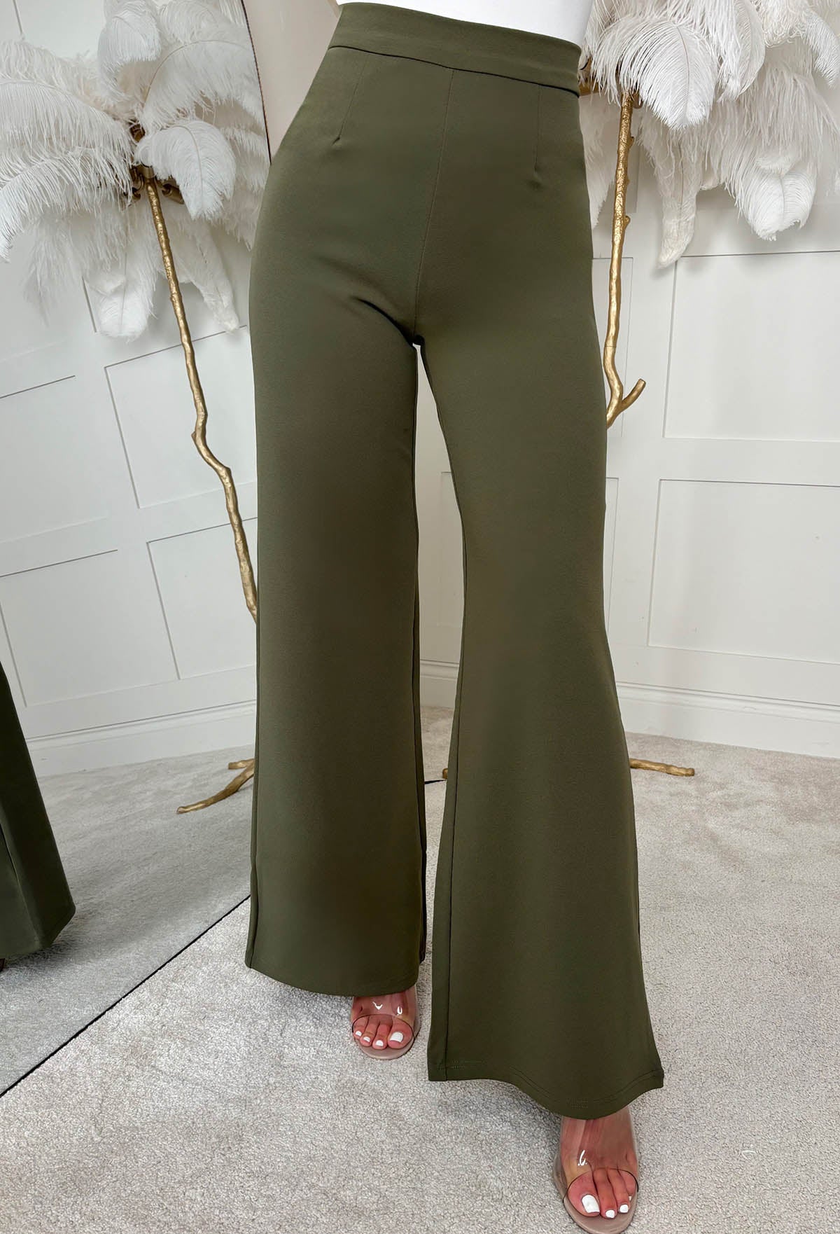 I See Fire Khaki High Waisted Wide Leg Trousers - Image 4