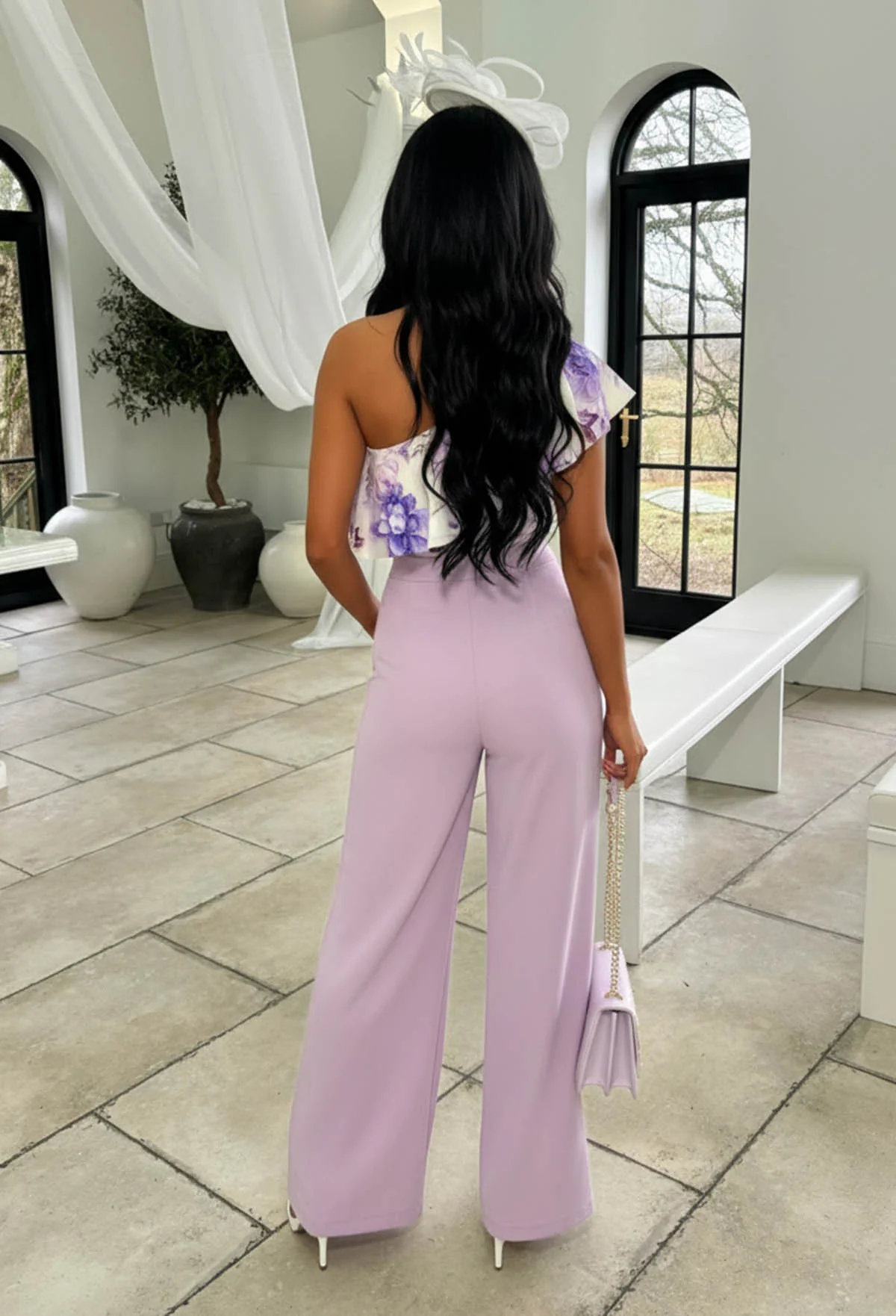 I See Fire Lilac High Waisted Wide Leg Trousers - Image 2