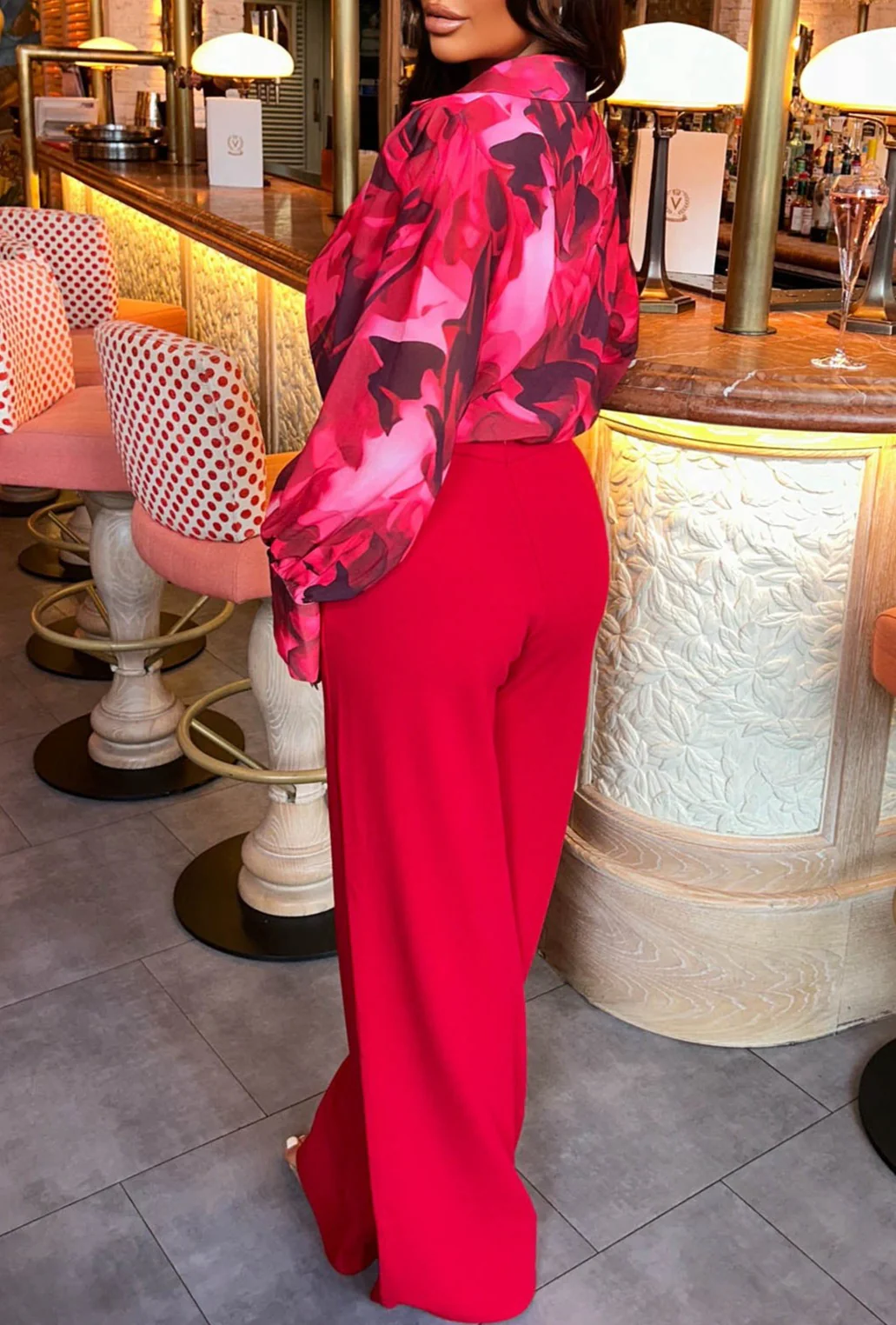 I See Fire Red High Waisted Wide Leg Trousers - Image 4