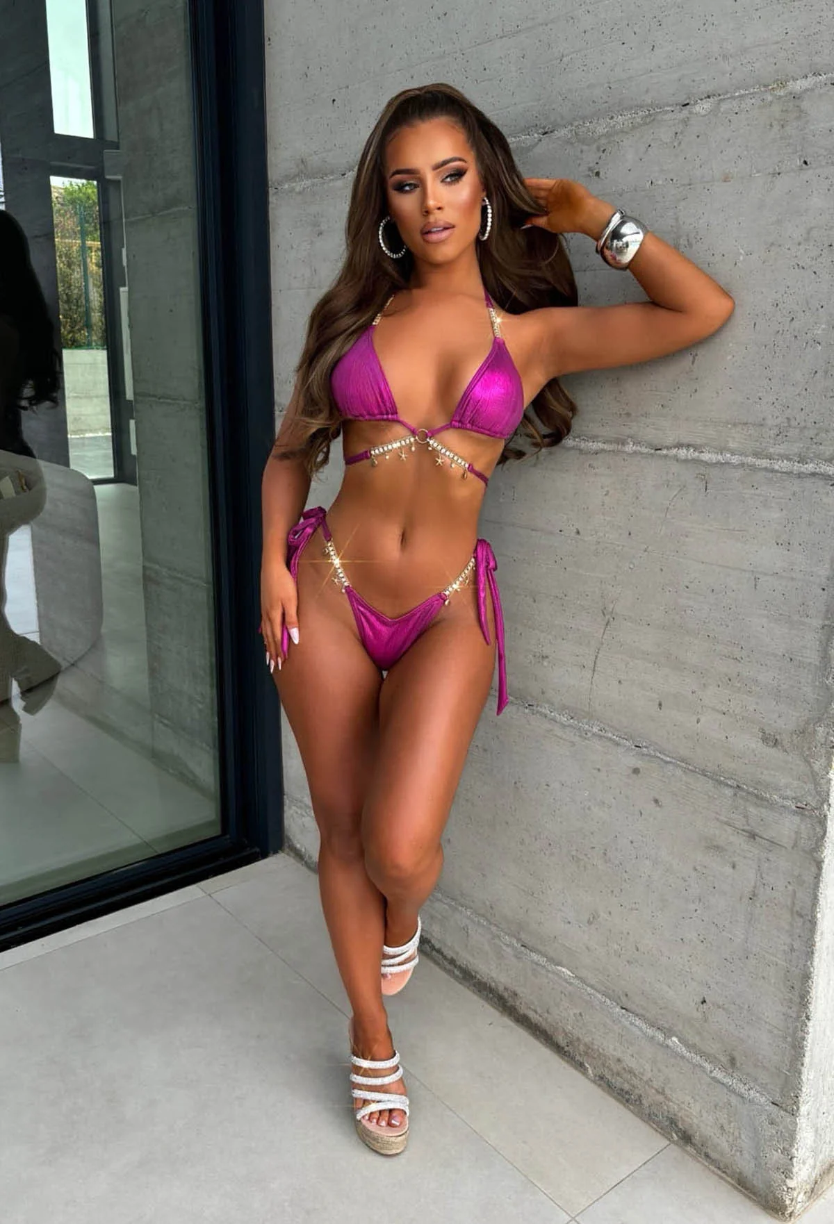 Ibiza Baby Purple Metallic Embellished Wrap Trim Bikini - Image 5
