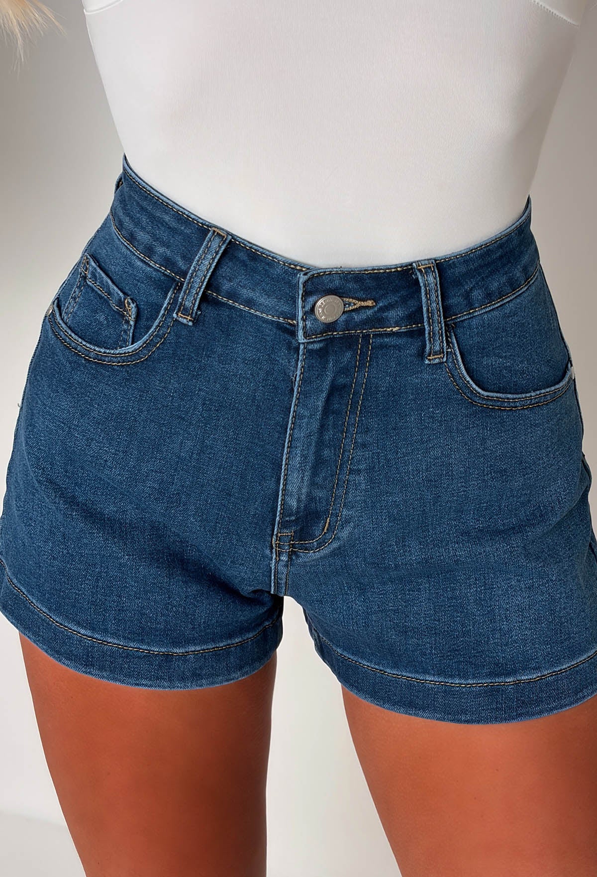 In Your Dreams Mid Blue Classic Stretch Denim Short - Image 3