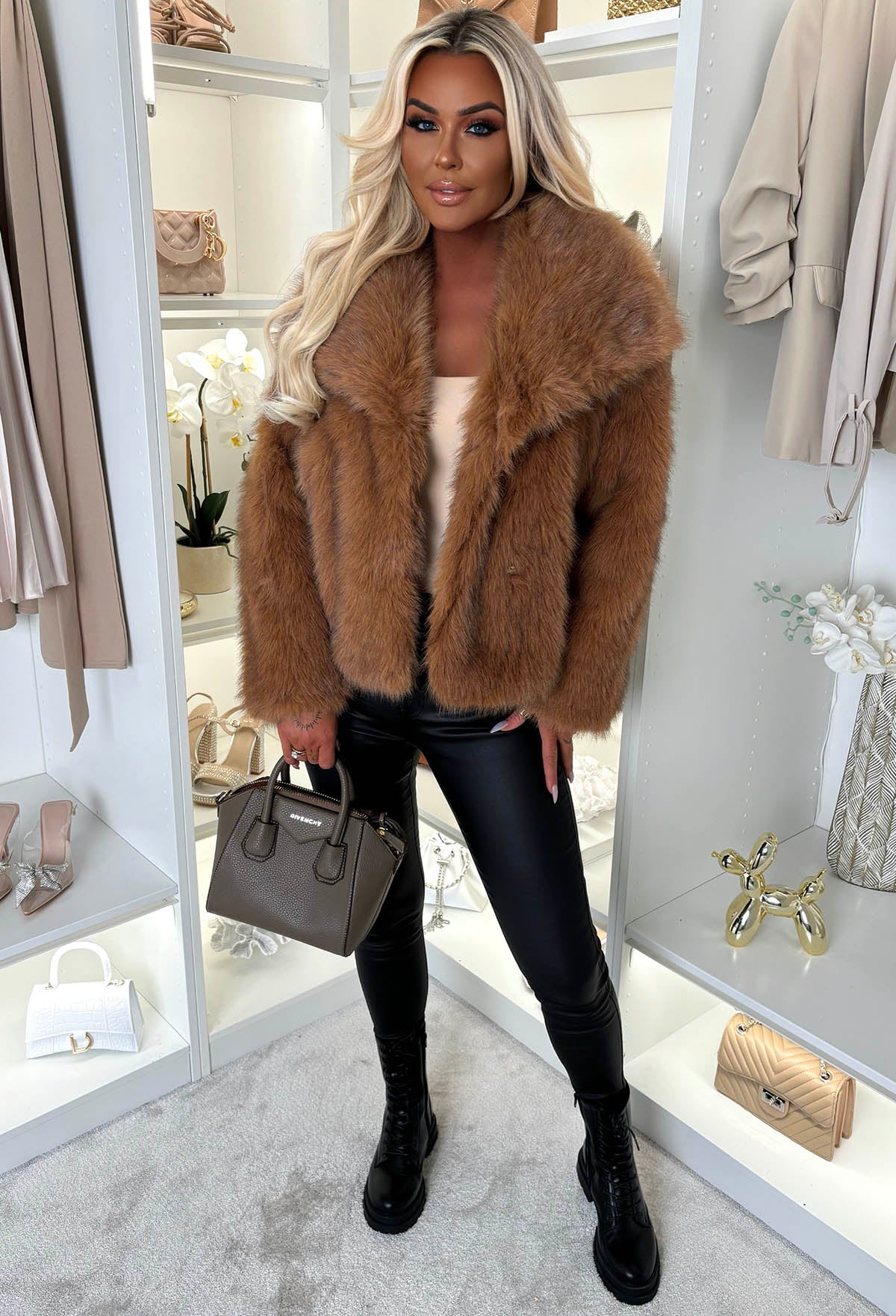 Ionna Rust Ultra Thick Faux Fur Jacket - Image 2