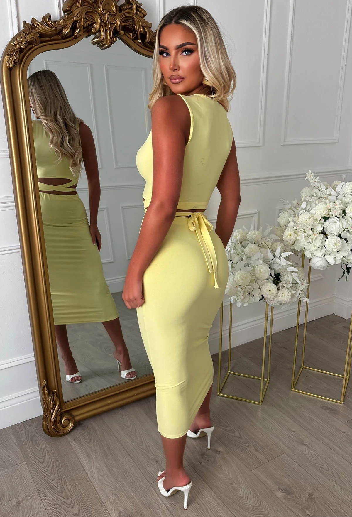 A Match Up Lemon Midi Wrap Around Co-Ord Set - Image 3