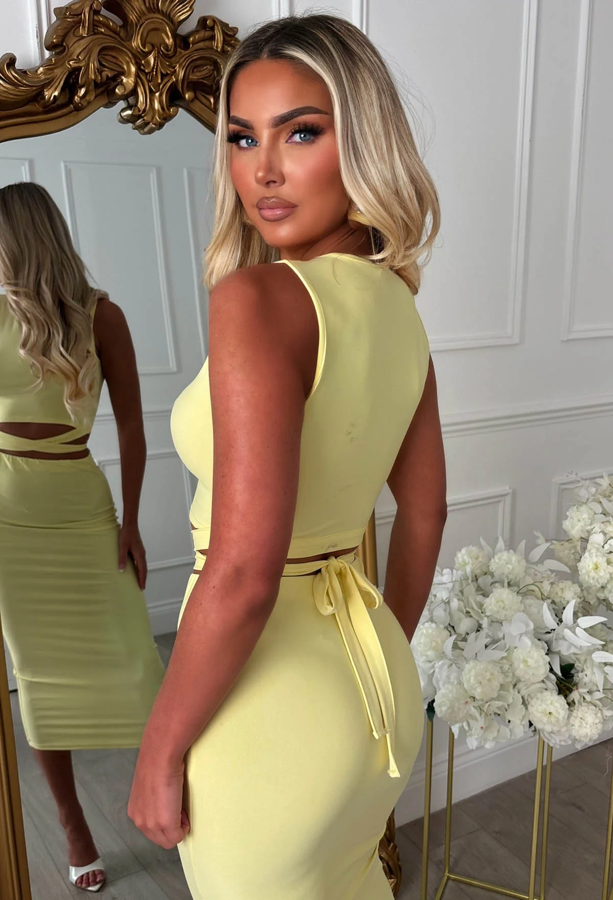 A Match Up Lemon Midi Wrap Around Co-Ord Set - Image 4