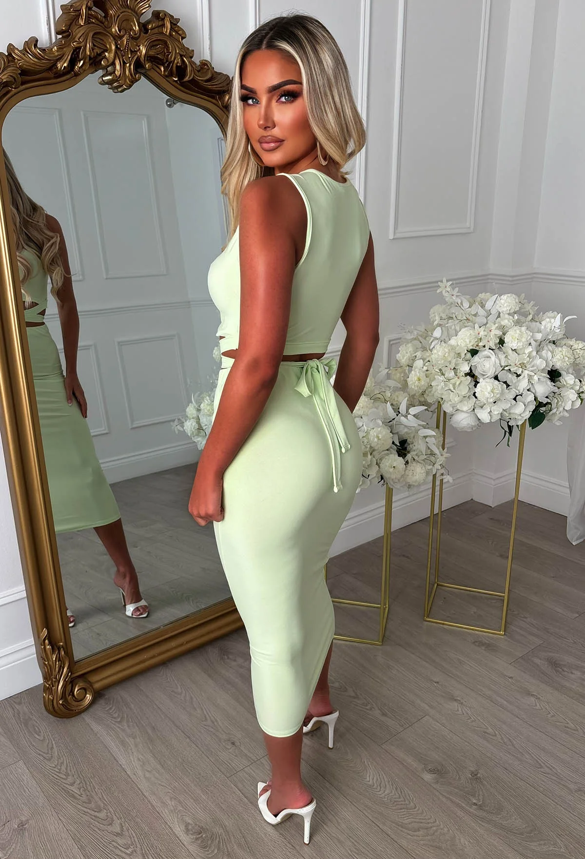 A Match Up Lime Midi Wrap Around Co-Ord Set - Image 2