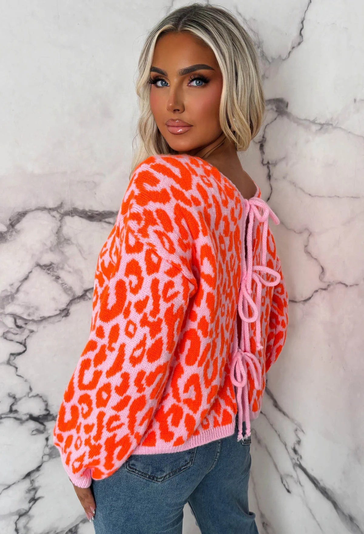 Jade Pink Leopard Tie Knot Multiway Jumper - Image 2