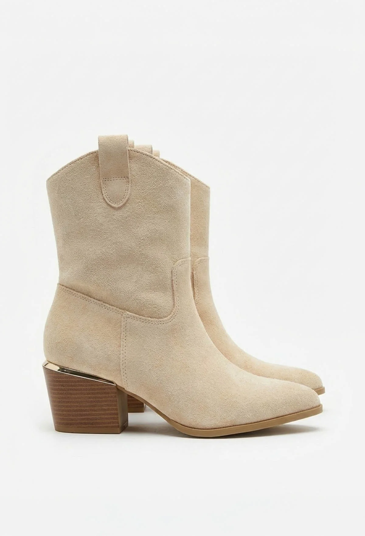 Just For Kicks Beige Faux Suede Cowboy Boots - Image 2