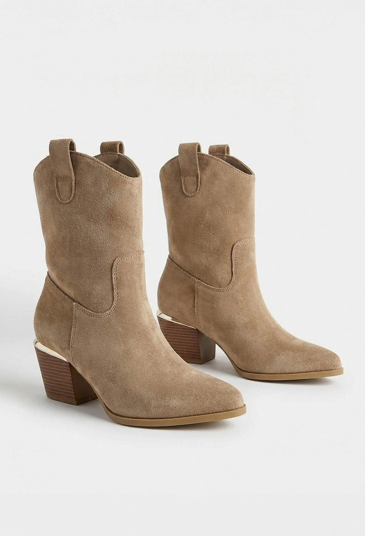 Just For Kicks Taupe Faux Suede Cowboy Boots - Image 2