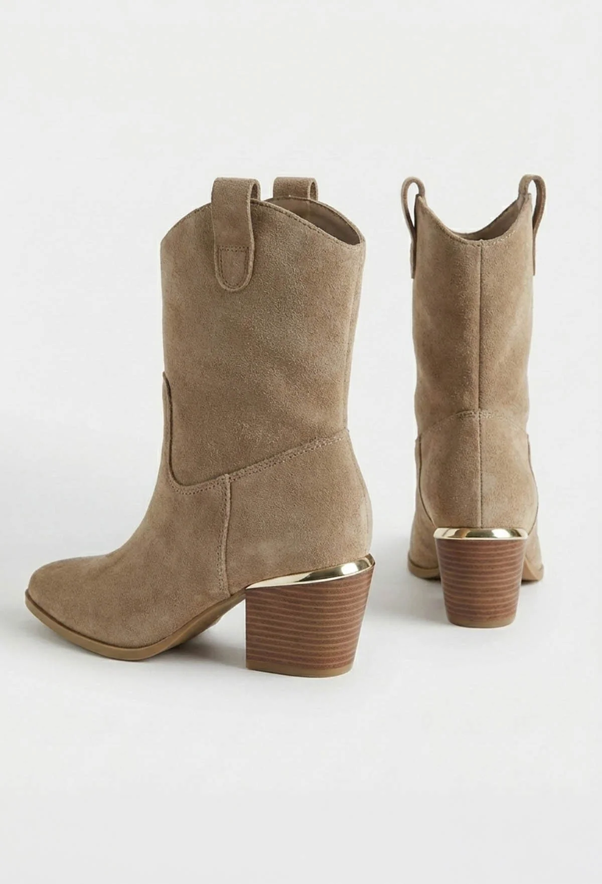 Just For Kicks Taupe Faux Suede Cowboy Boots - Image 3