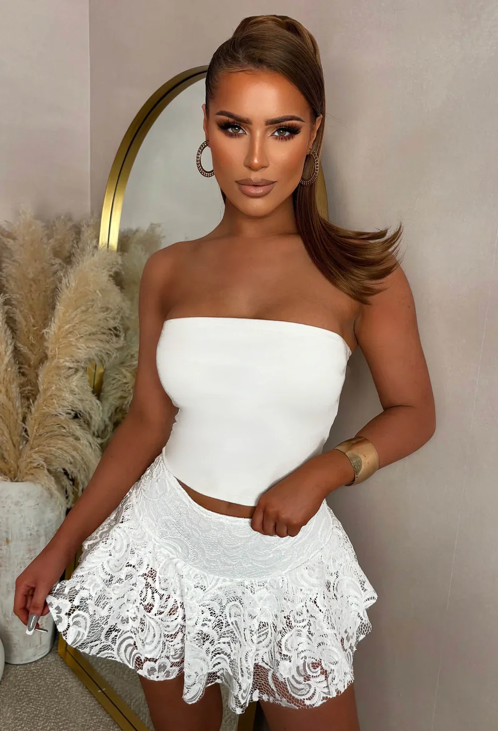 Just Misbehaving White Double Layer Lace Skort - Image 3