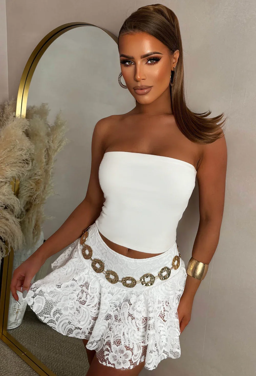 Just Misbehaving White Double Layer Lace Skort - Image 5