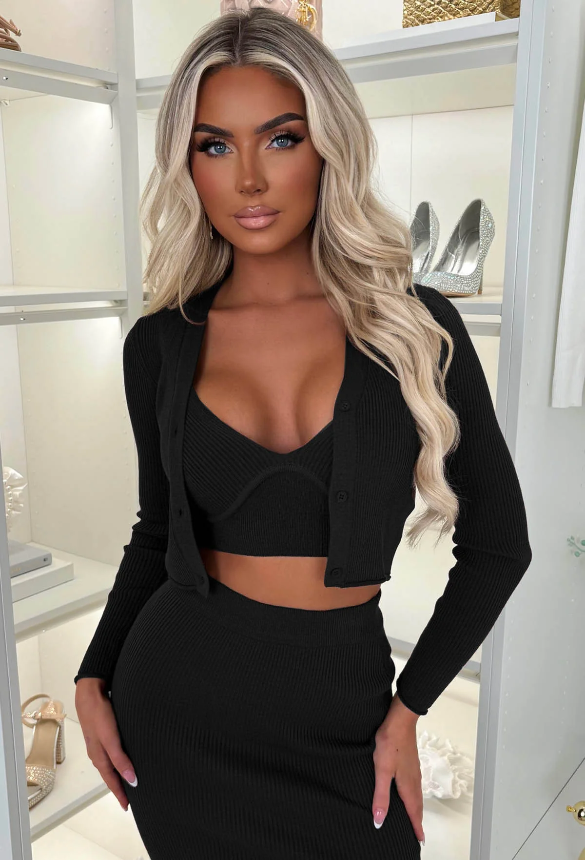 Kendra Black 3 Piece Knitted Set - Image 4