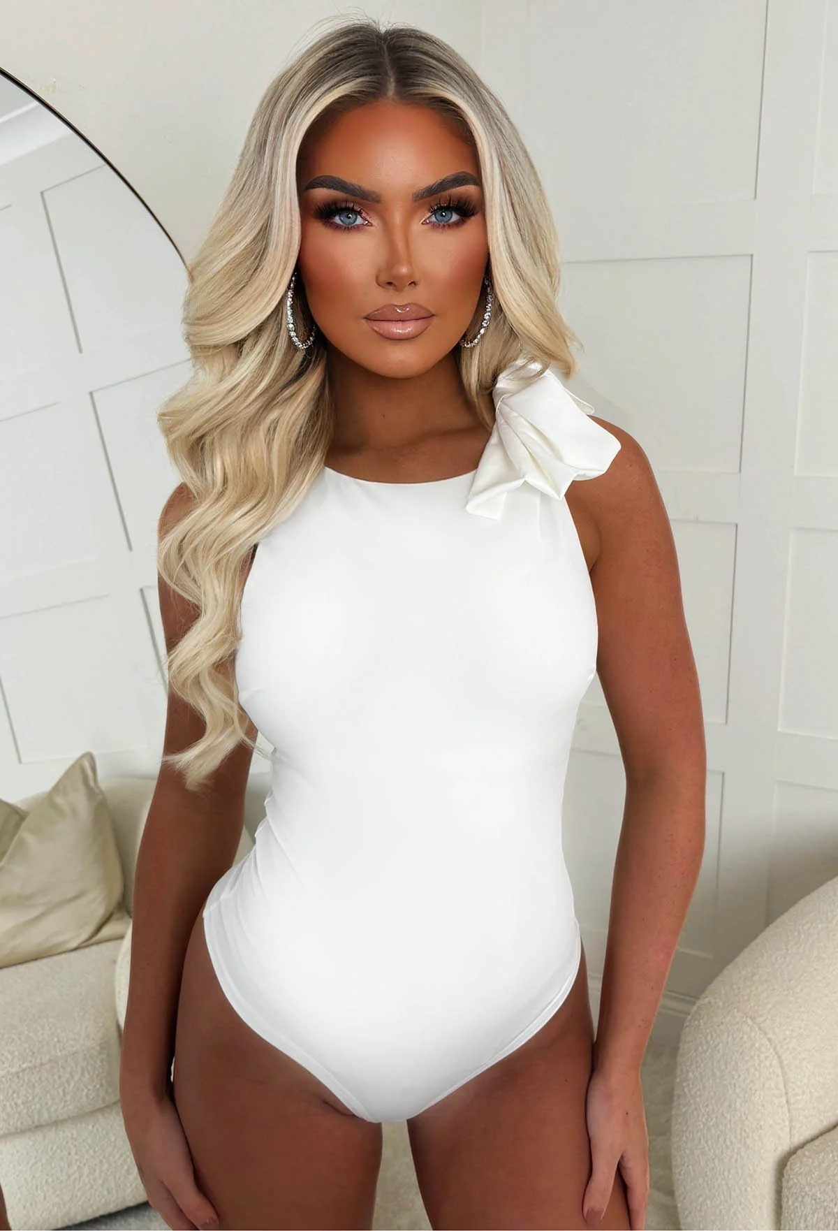 Kiss & Tell White Bow Stretch Bodysuit