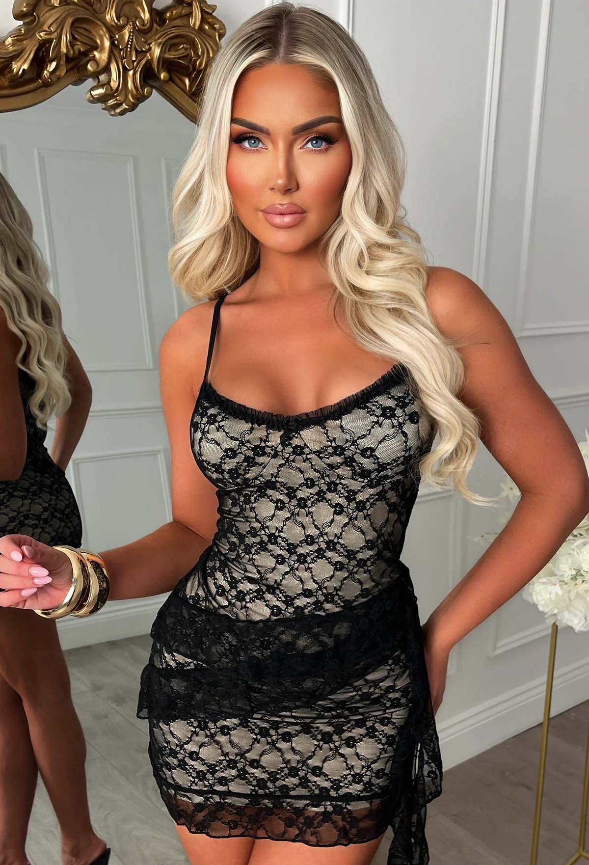 Laced In Desire Black Lace Frill Mini Dress - Image 4