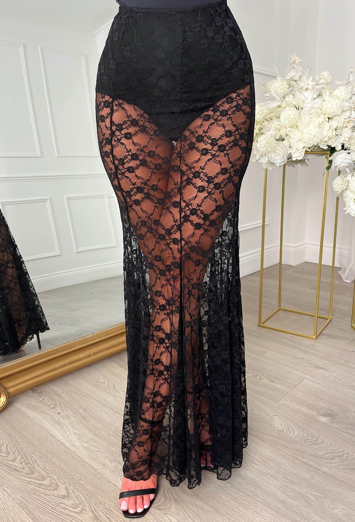 Laced In Love Black Lace Maxi Skirt - Image 3