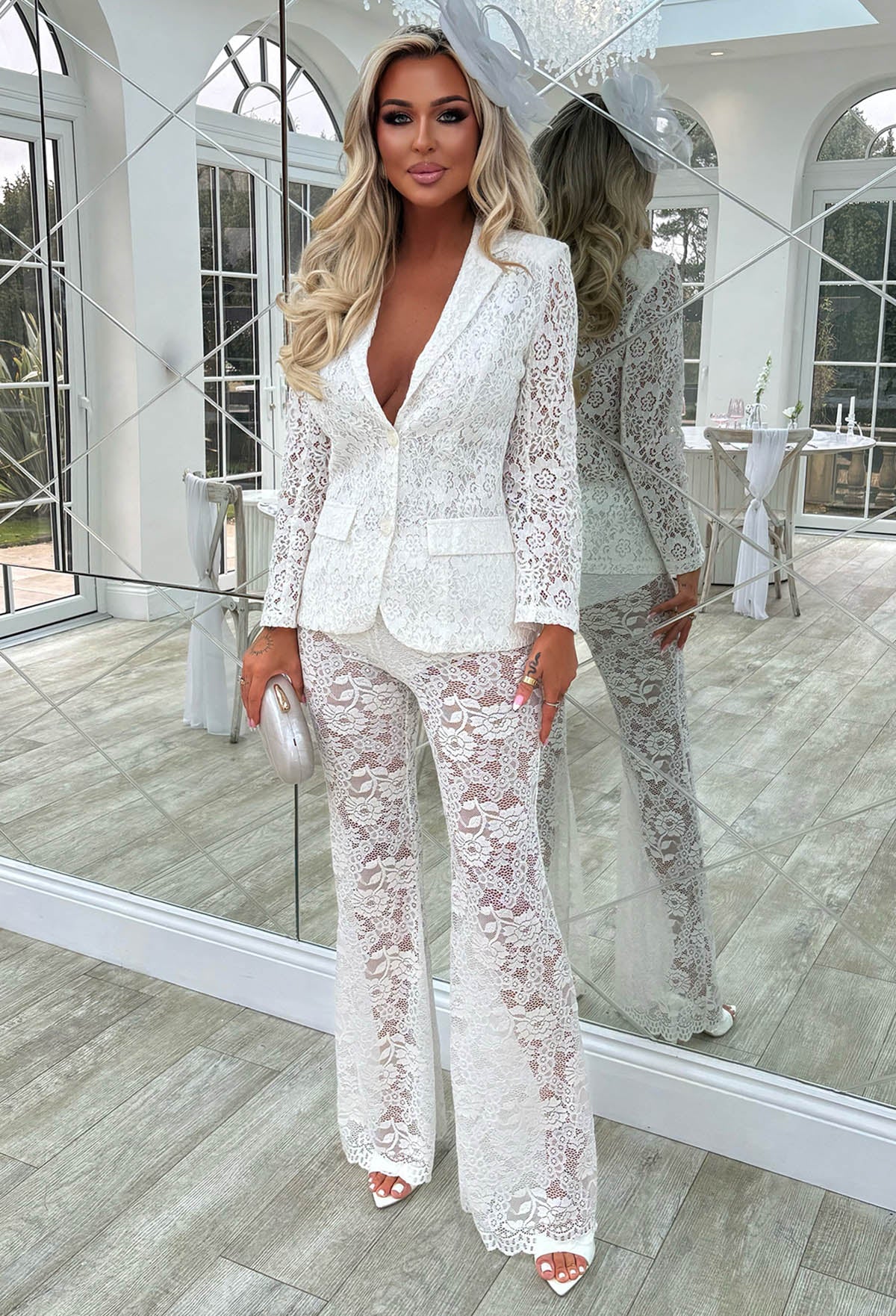 Lethal Lace White Fitted Blazer - Image 3