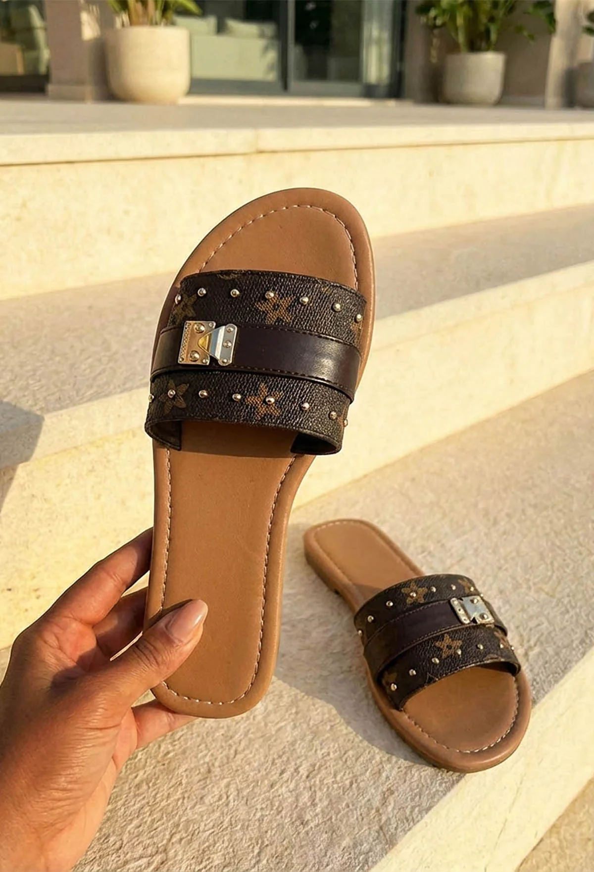 Logo Baby Brown Printed Sliders - Image 3