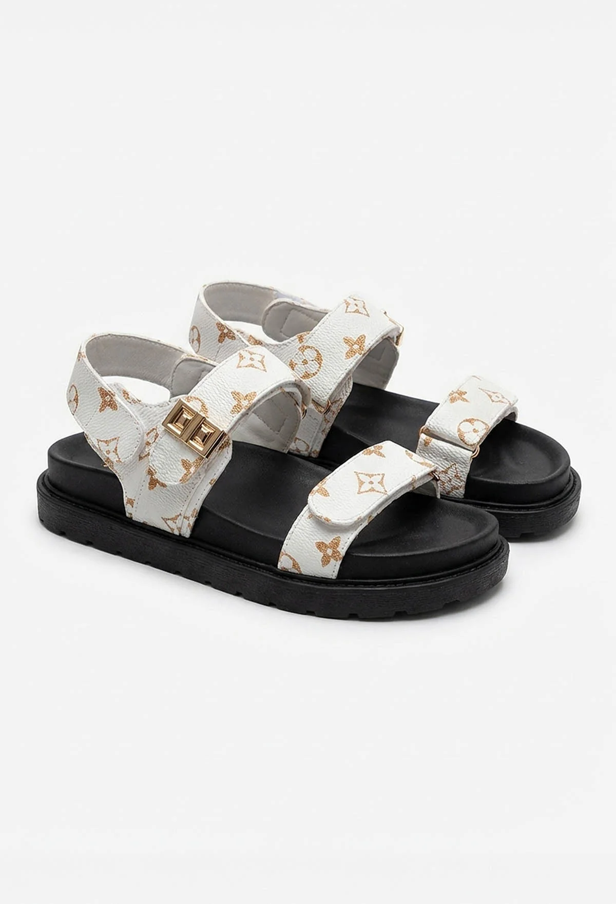 Logo Loco White Printed Ankle Strap Sliders - Image 2
