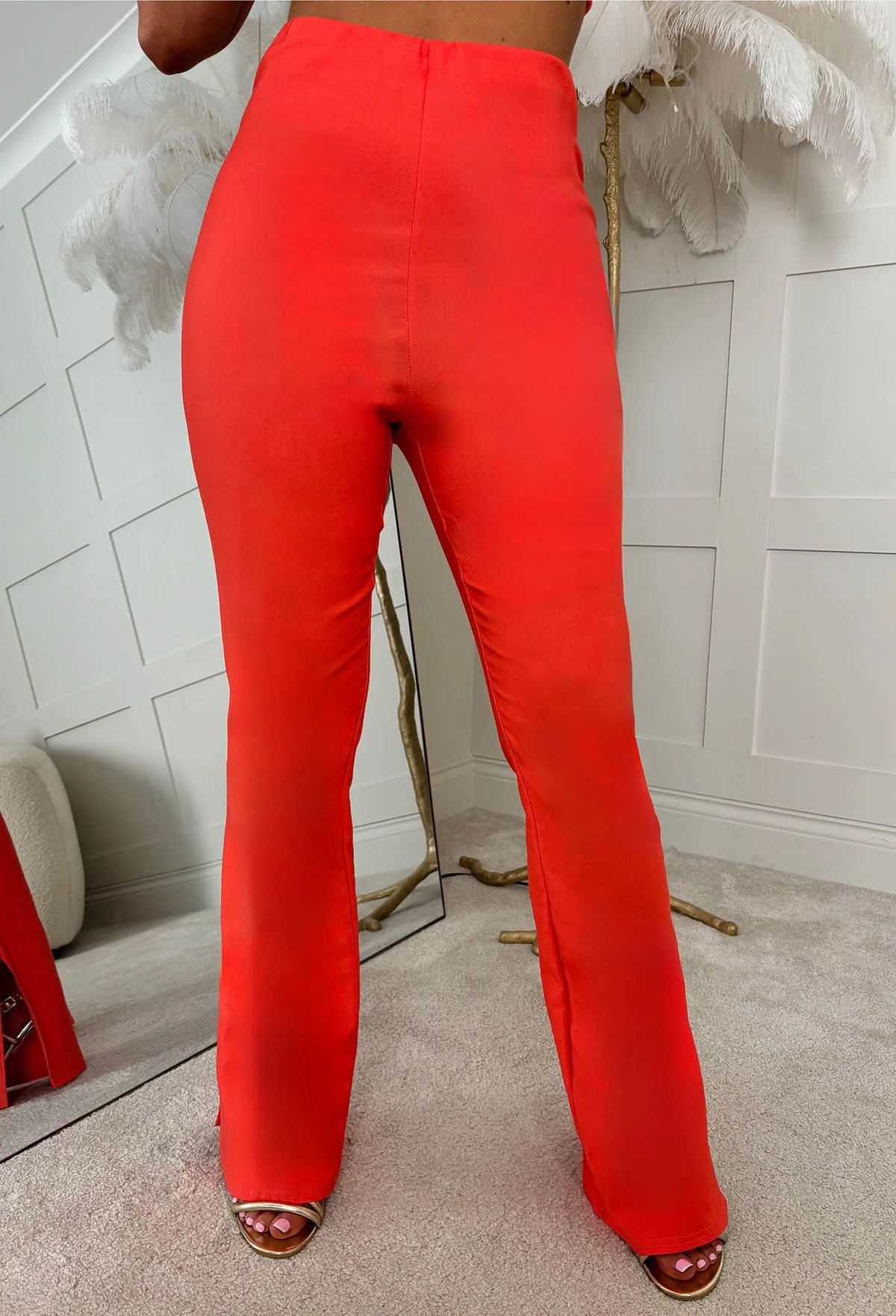 Love All Around Coral Bengaline Stretch Flared Trousers - Image 5