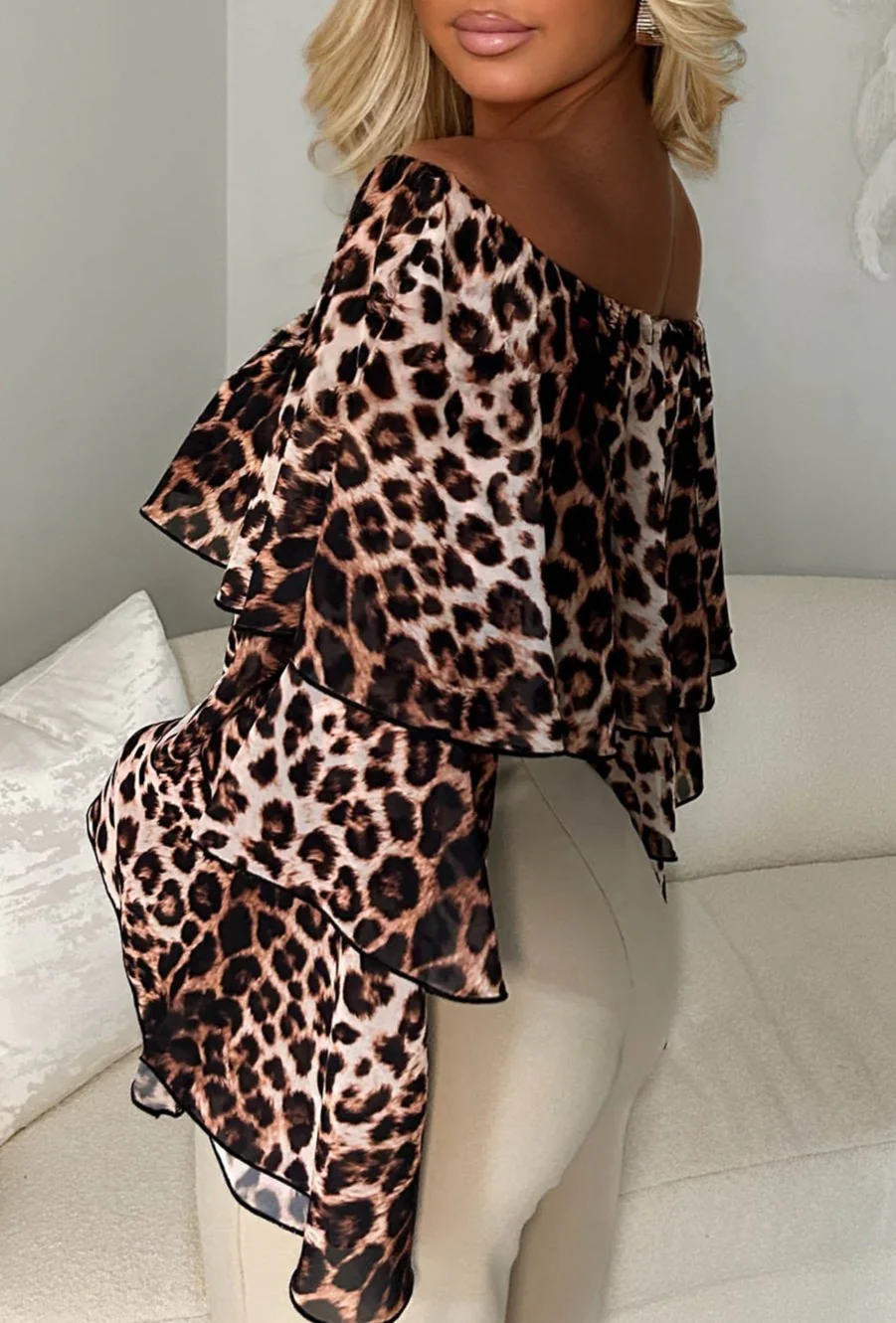 Love Flair Multi Leopard Print Ruffle Top - Image 2