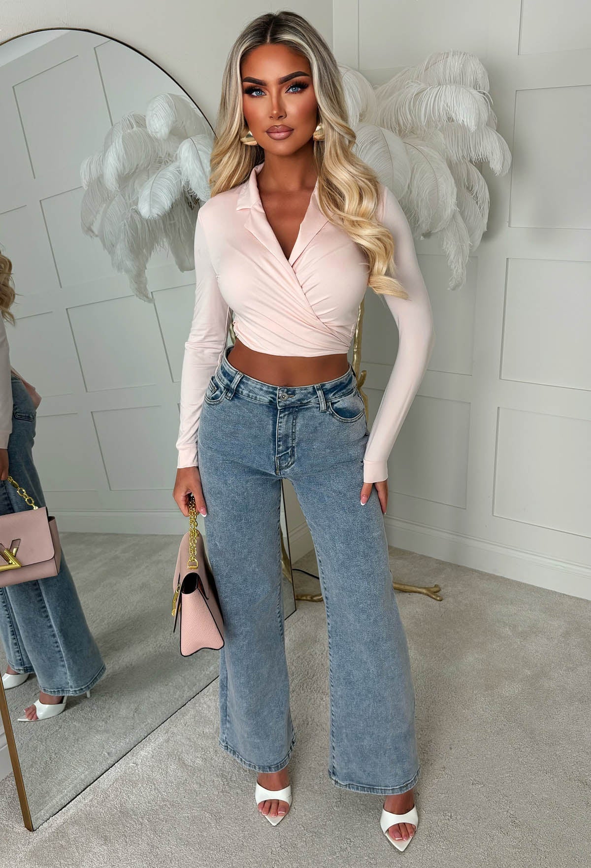 Love Me Softly Pink Side Tie Long Sleeve Shirt - Image 2