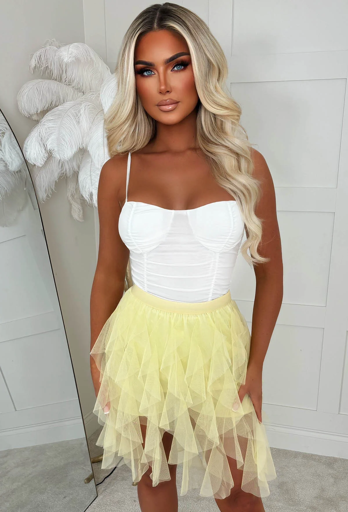 Lover Gal White Ruched Bodysuit - Image 4