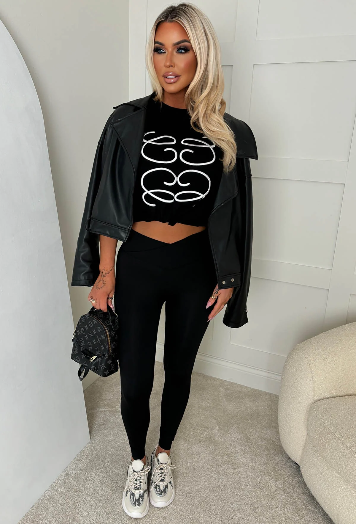 Luxe Girly Black Printed T-Shirt - Image 2