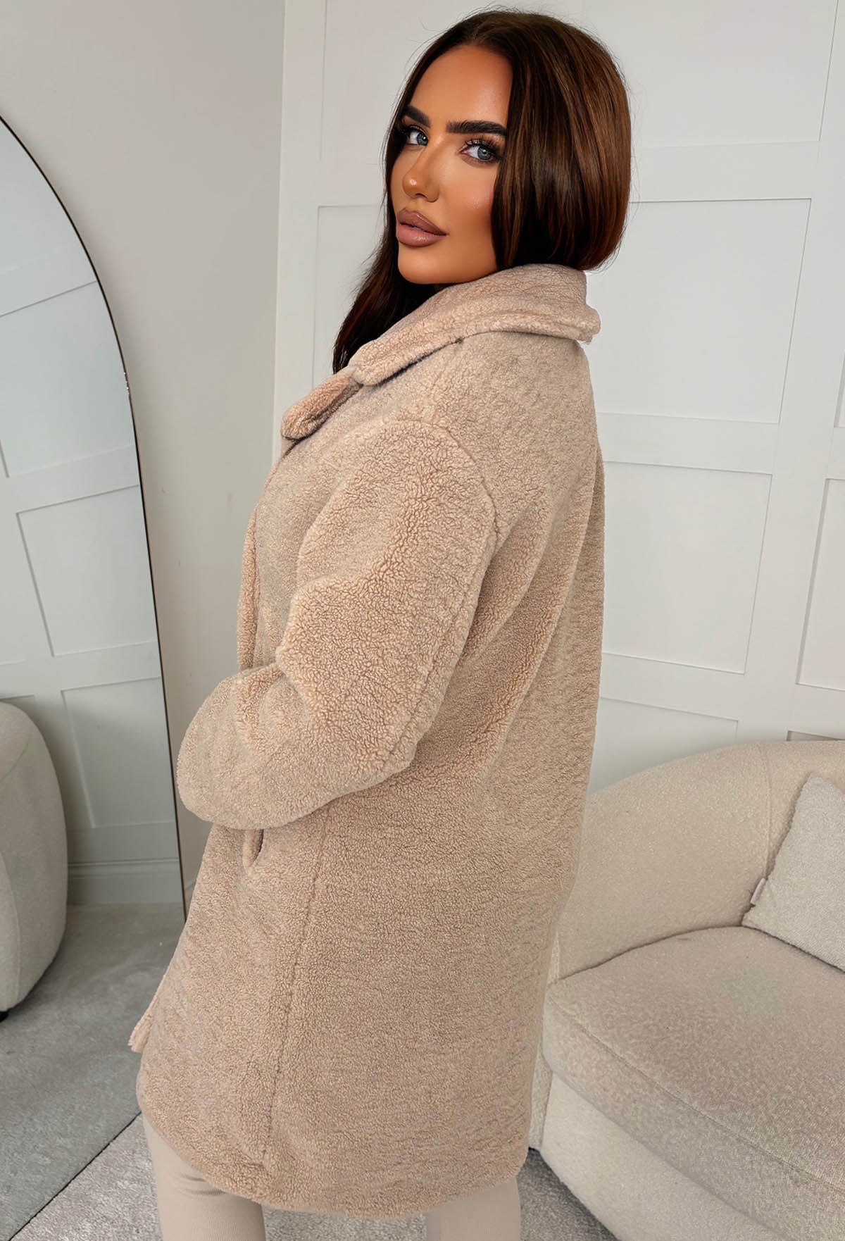Luxe Layering Beige Teddy Coat - Image 5