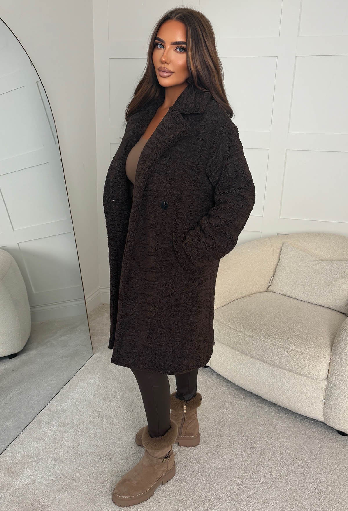 Luxe Layering Chocolate Brown Teddy Coat - Image 2