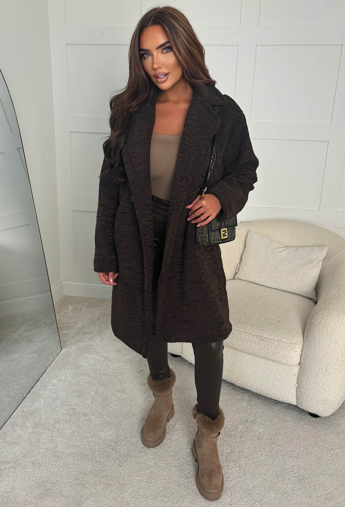 Luxe Layering Chocolate Brown Teddy Coat - Image 4