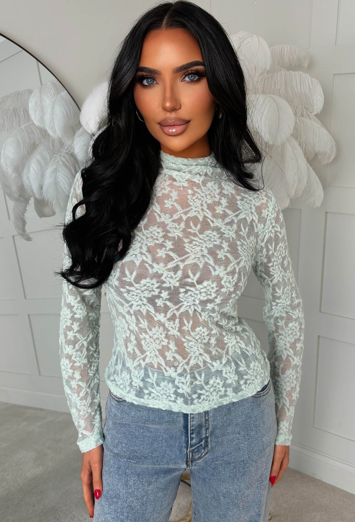 Luxe Vision Green Lace Top - Image 3