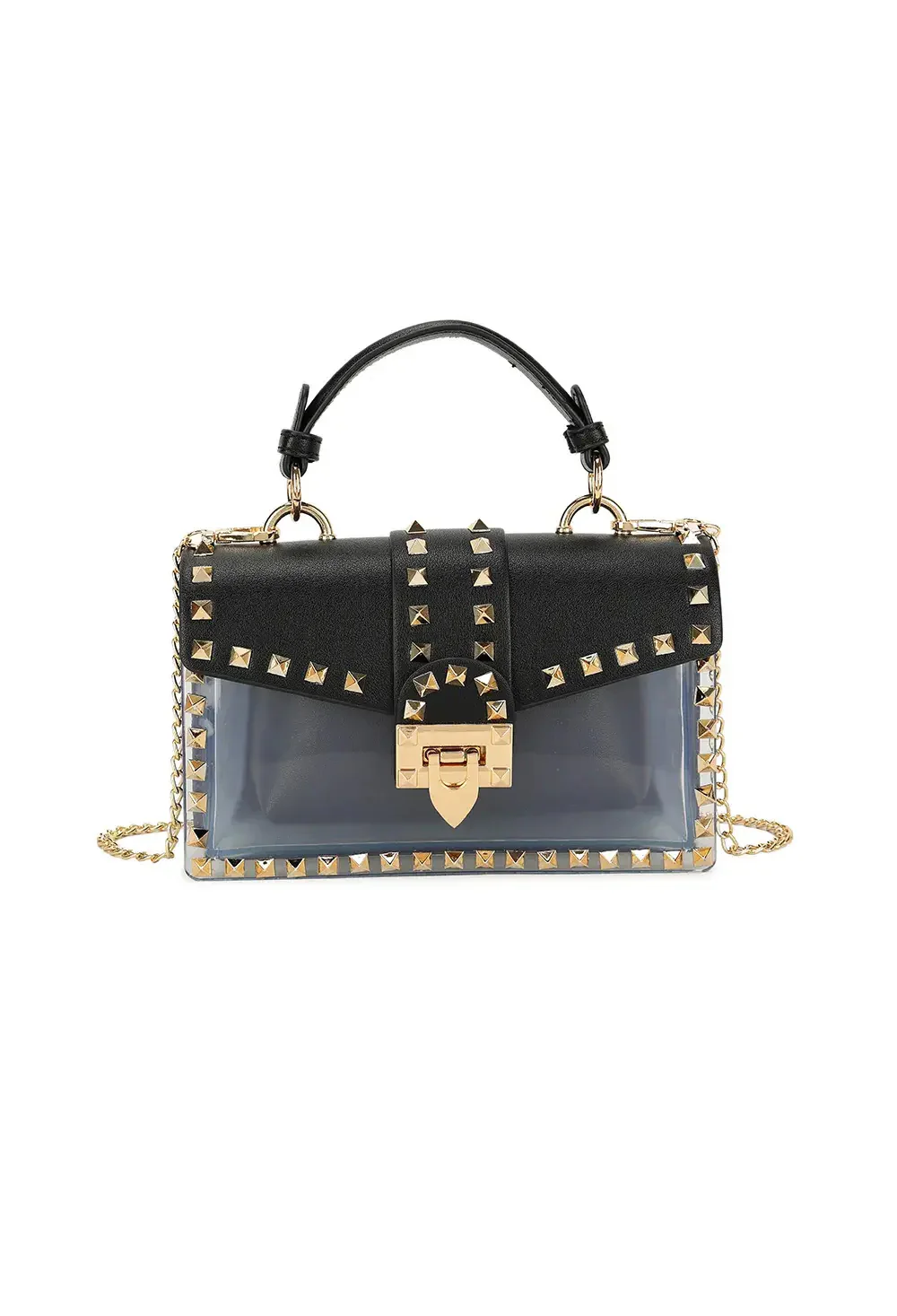 Making A Point Black Faux Leather Stud Detail Bag - Image 4