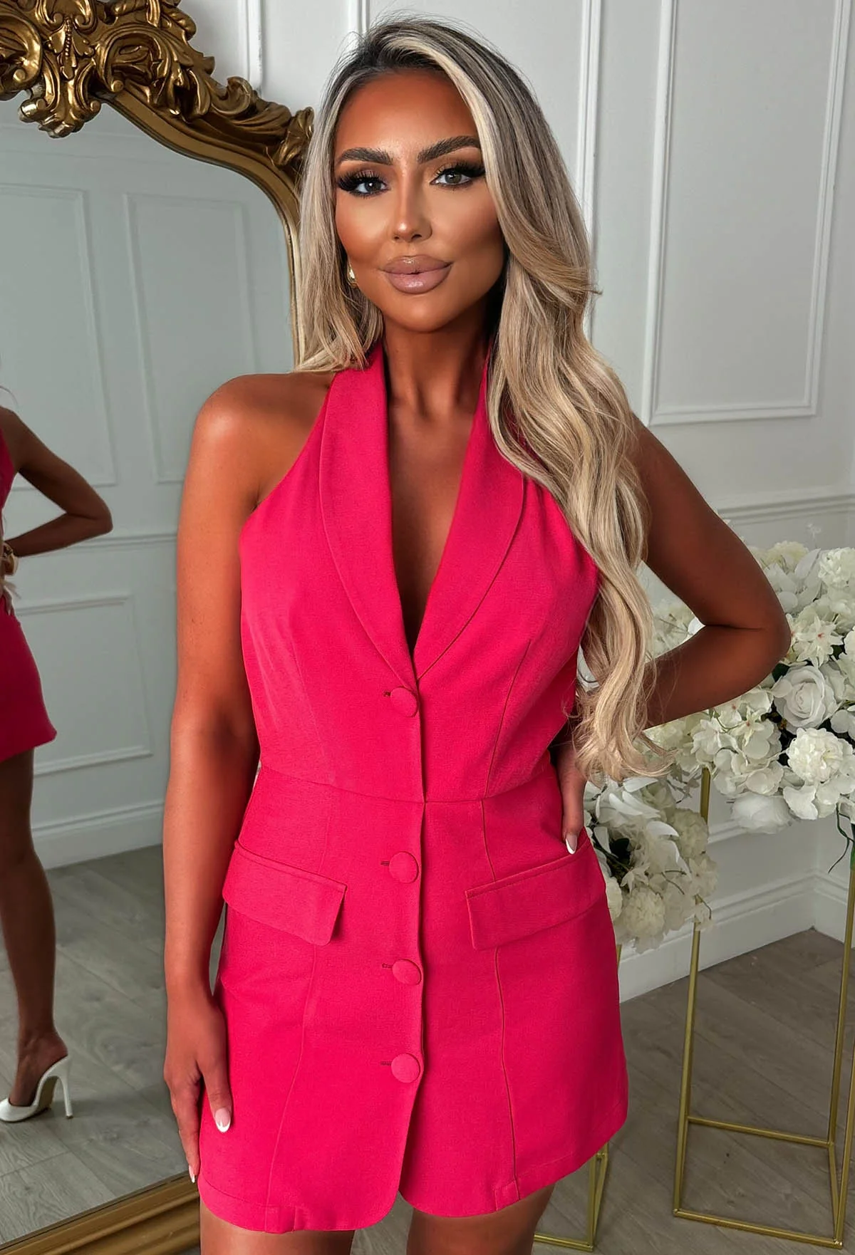 Malani Fuchsia Halterneck Blazer Playsuit - Image 3